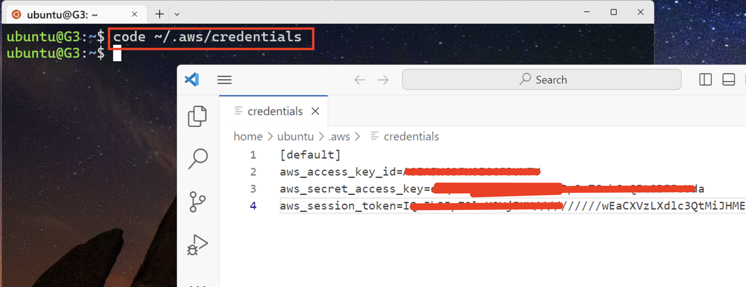AWS Config in VS Code