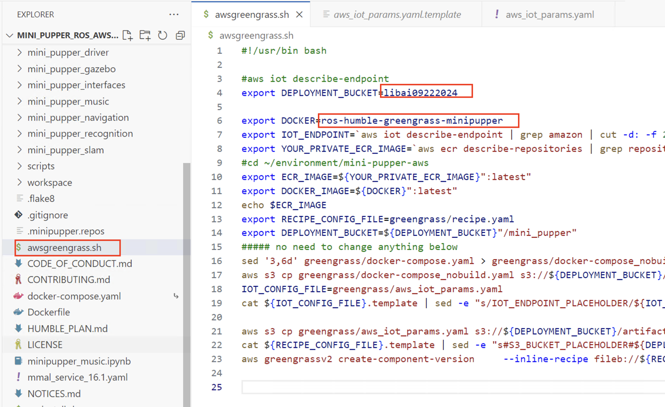 Edit awsgreengrass.sh