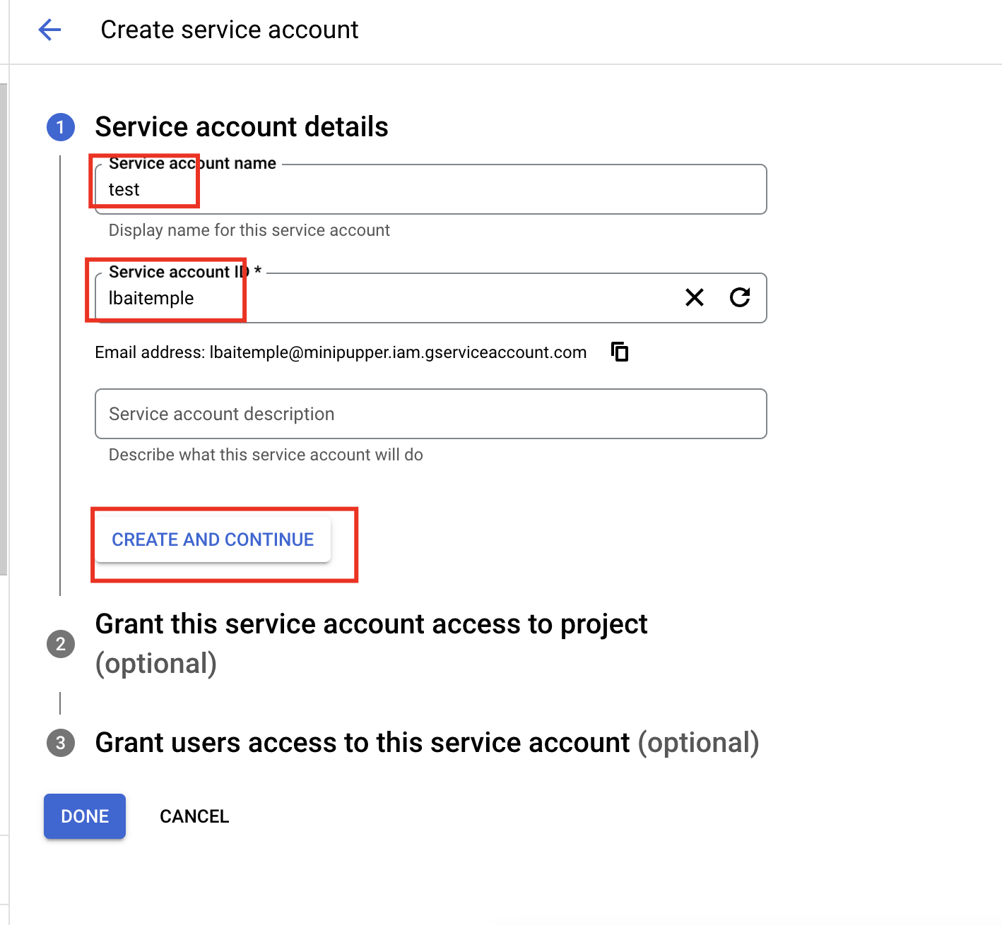 Service account
