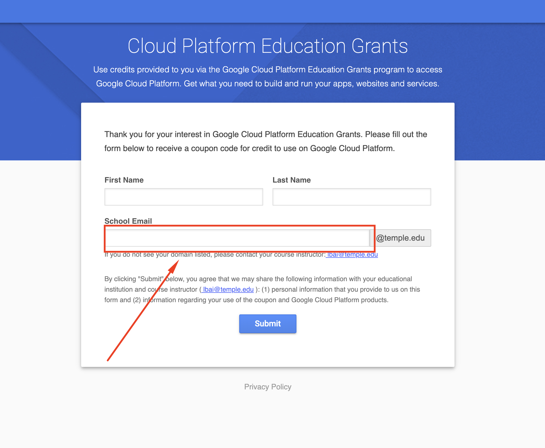 Request coupon from Canvas