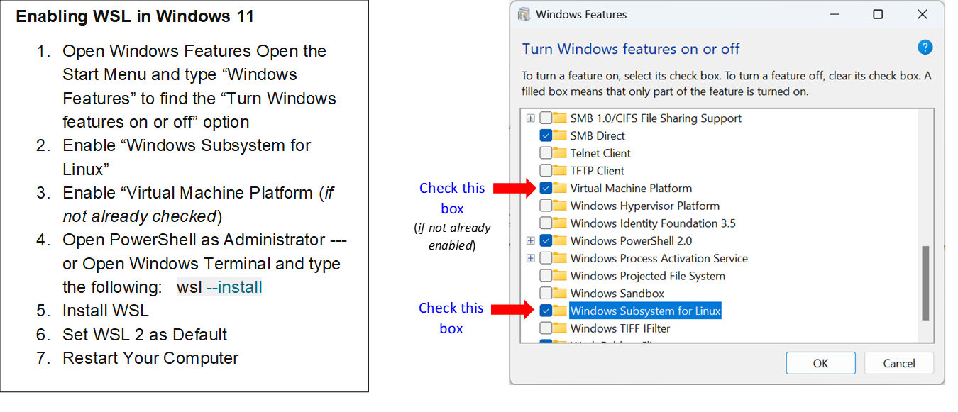 Enable WSL in Windows Features